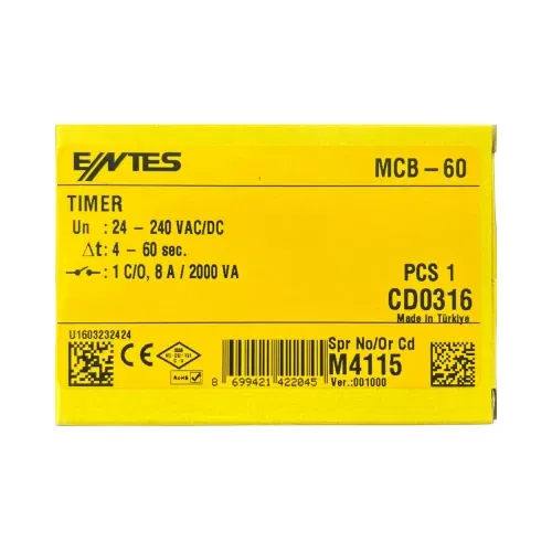 Entes Zaman Rölesi MCB-60 12-240V Ac/Dc 2-60 Sn. - 4