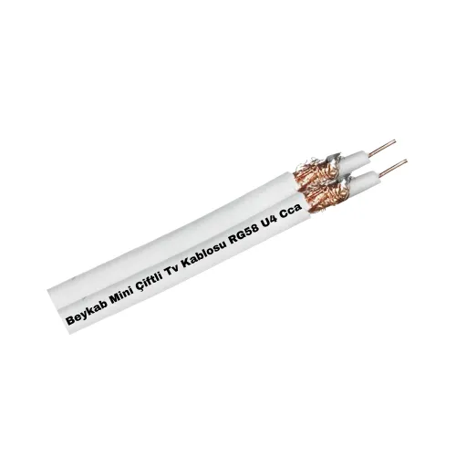 Beykab Mini Çiftli Tv Kablosu RG58 U4 Cca-1m - Beykab