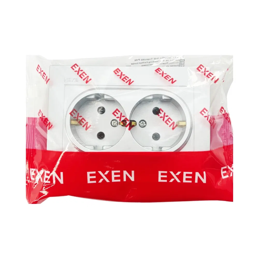 Exen Karell 2'li Topraklı Priz Mekanizma Gümüş (Çerçeve Dahil) - 3