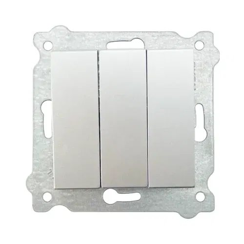 Exen Karell 3'lü Anahtar Mekanizma Gümüş (Çerçeve Hariç) - 1