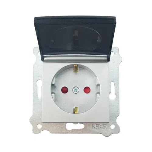 Exen Karell Kapaklı Ç.K.Topraklı Priz Mekanizma Gümüş (Çerçeve Hariç) - 2