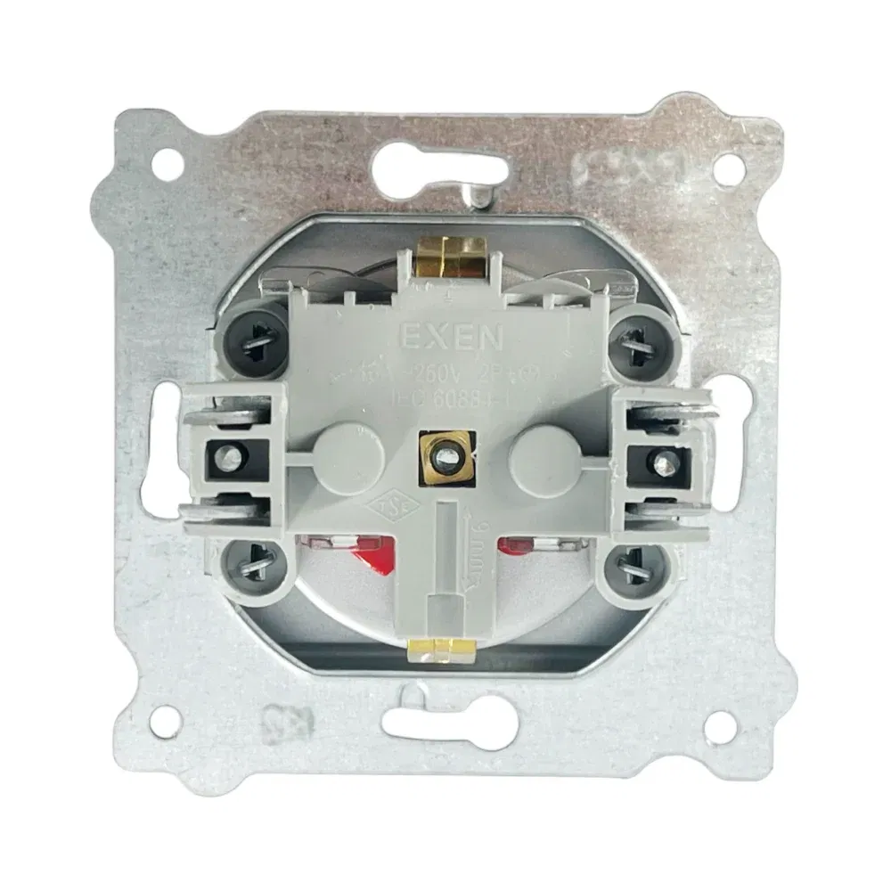 Exen Karell Kapaklı Ç.K.Topraklı Priz Mekanizma Gümüş (Çerçeve Hariç) - 3