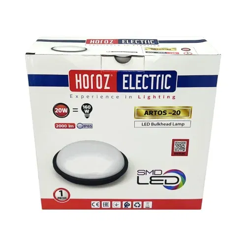 Horoz 20W Artos Sıva Üstü Siyah Kasa Led Armatür 6400K Ip65(Beyaz) - 5