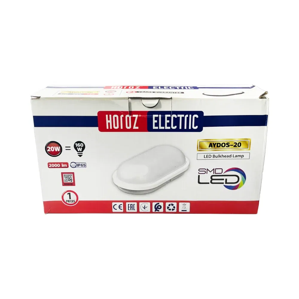 Horoz 20W Aydos Sıva Üstü Elips Beyaz Kasa Led Armatür 6400K Ip65 (Beyaz) - 5