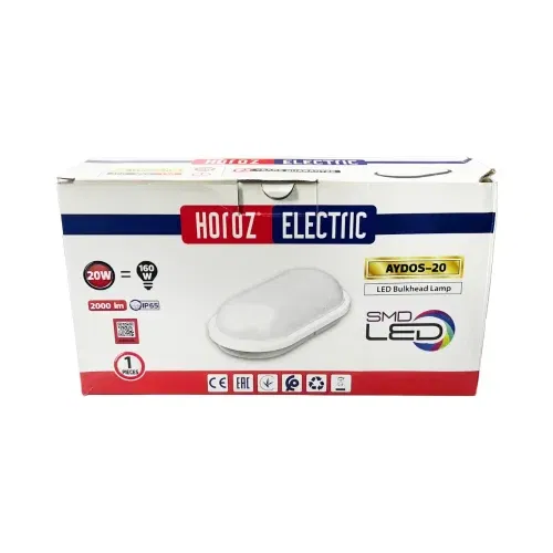 Horoz 20W Aydos Sıva Üstü Elips Beyaz Kasa Led Armatür 6400K Ip65 (Beyaz) - 5