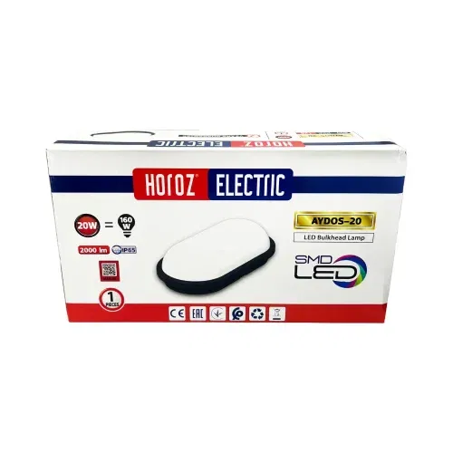 Horoz 20W Aydos Sıva Üstü Elips Siyah Kasa Led Armatür 6400K Ip65 (Beyaz) - 5