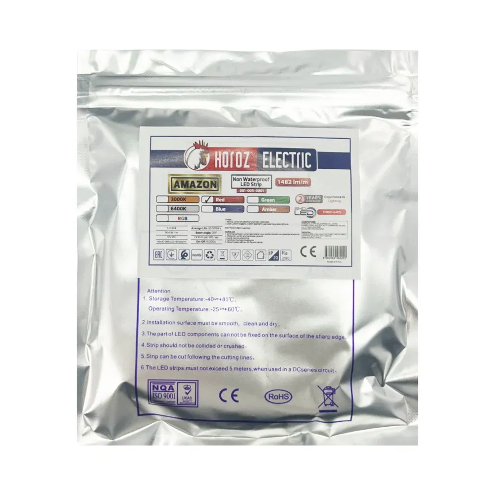 Horoz Amazon 60 Ledli 40x40 İç Mekan Şerit Led-5m (Kırmızı) - 2