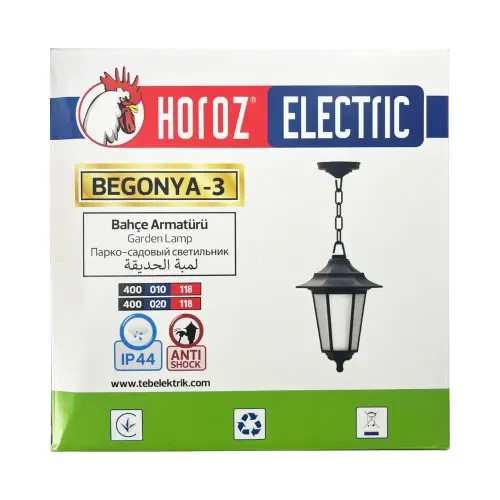 Horoz Begonya 3 Bahçe Zircirli Aplik (Siyah) - 4
