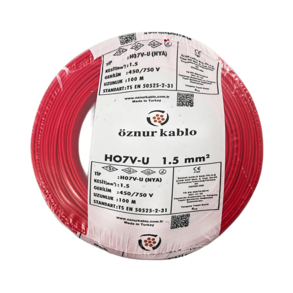 Öznur 1,5 mm NYA Kablo-100m (Kırmızı) - 1