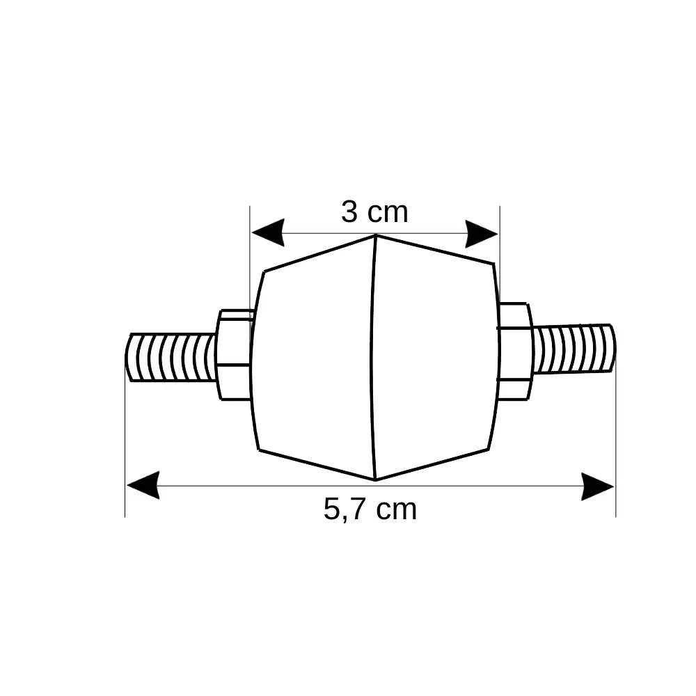 Hüner M6 30mm Mini Fıçı İzolatör (2 Tarafı Civatalı) - 2