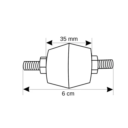 Hüner M8 35mm Orta Boy Fıçı İzolatör (2 Tarafı Civatalı) - 2