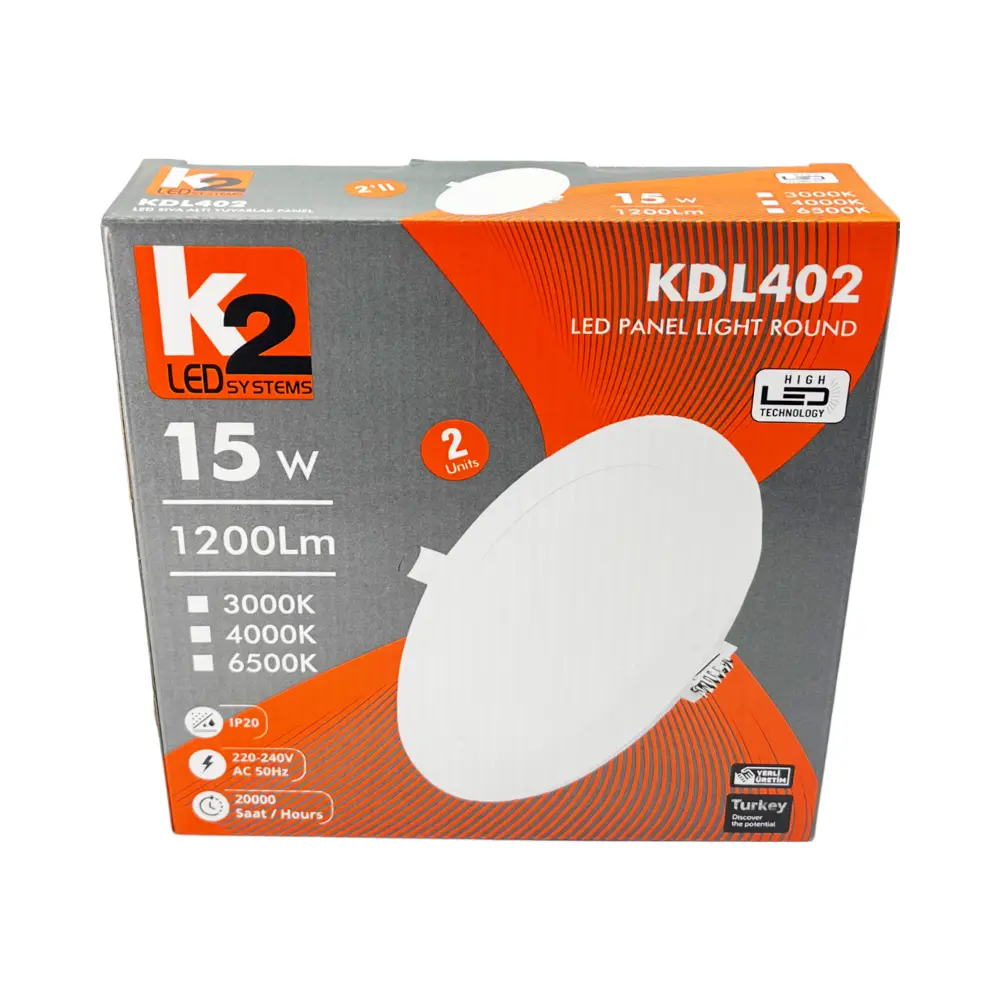 K2 15W Sıvaaltı Panel Led Armatür 6500K (Beyaz) - 4