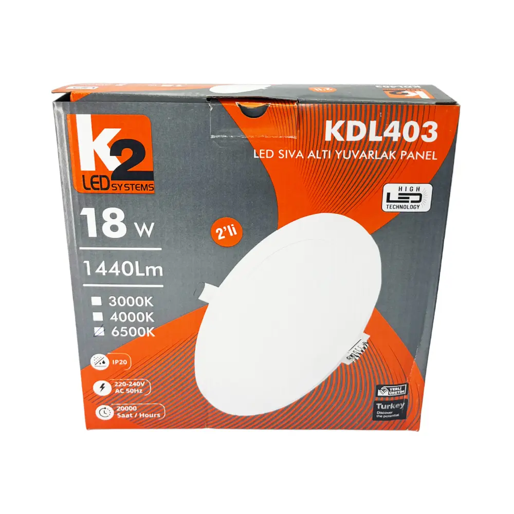 K2 18W Sıvaaltı Panel Led Armatür 6500K (Beyaz) - 4