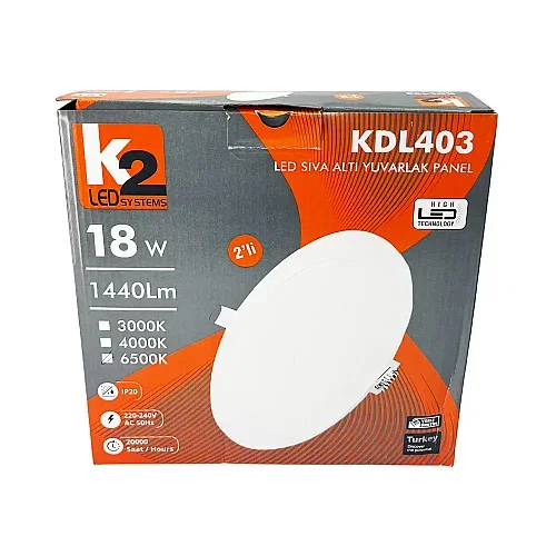 K2 18W Sıvaaltı Panel Led Armatür 6500K (Beyaz) - 4