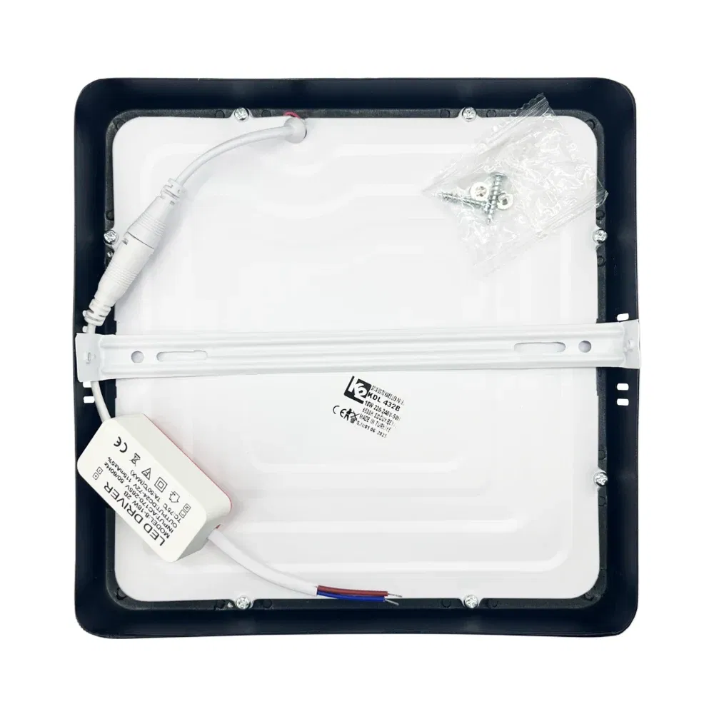 K2 18W Sıvaüstü Kare Panel Led Armatür Siyah Kasa 6500K (Beyaz) - 2