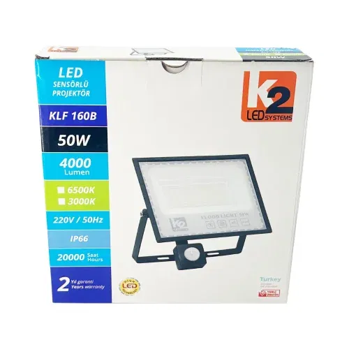 K2 50W Cob Led Sensörlü Projektör Döküm 6500K (Beyaz) - 5