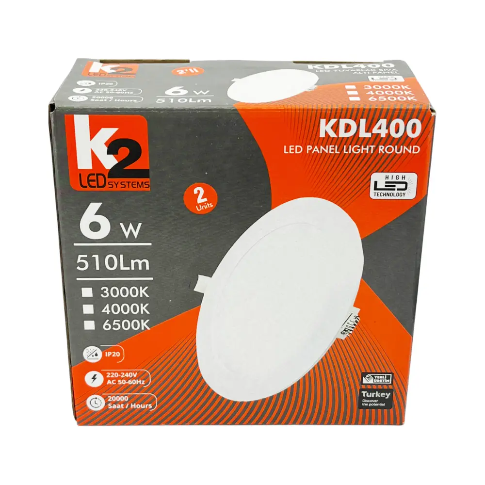 K2 6W Sıvaaltı Panel Led Armatür 6500K (Beyaz) - 4