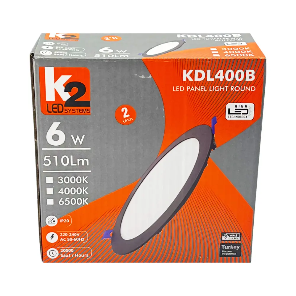 K2 6W Siyah Kasa Sıvaaltı Panel Led 6500K (Beyaz) - 4