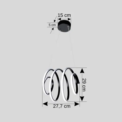 Ledli Avize Spiral (Siyah) EL-06S - 2