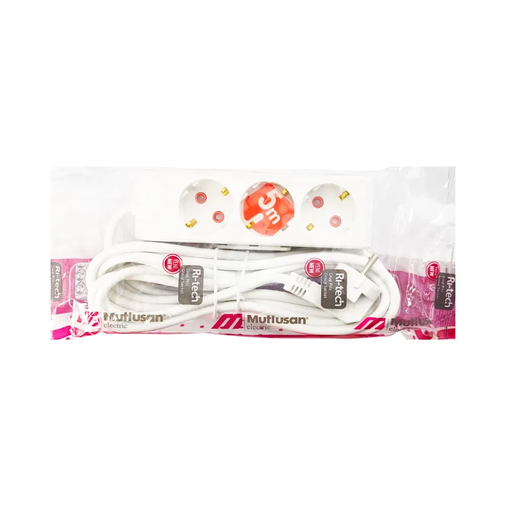 Mutlusan 3'lü Topraklı Grup Priz (5m Kablolu) - 2