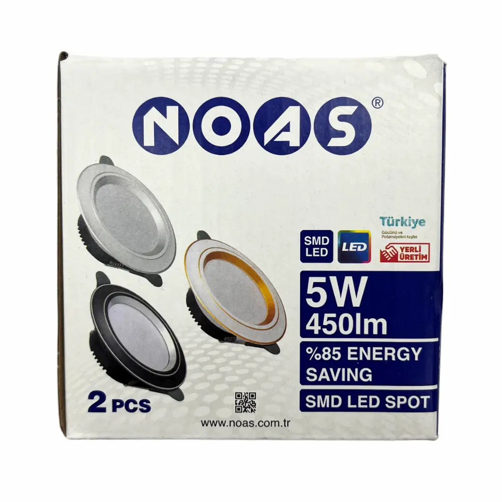 Noas 5W White+Silver Kasa Panel Led 3000K (Günışığı) YL38-0511 - 5