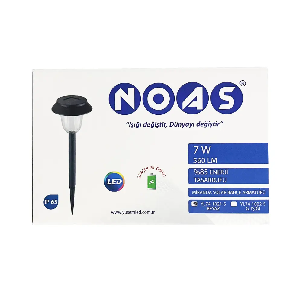 Noas 7W Miranda Solar Bahçe Aydınlatma Armatürü 40cm (Beyaz)YL74-1021-S - 4