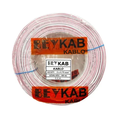 Beykab 2x0,75 mm Kordon Hoparlör Kablosu Cca-100m (Beyaz) - Beykab