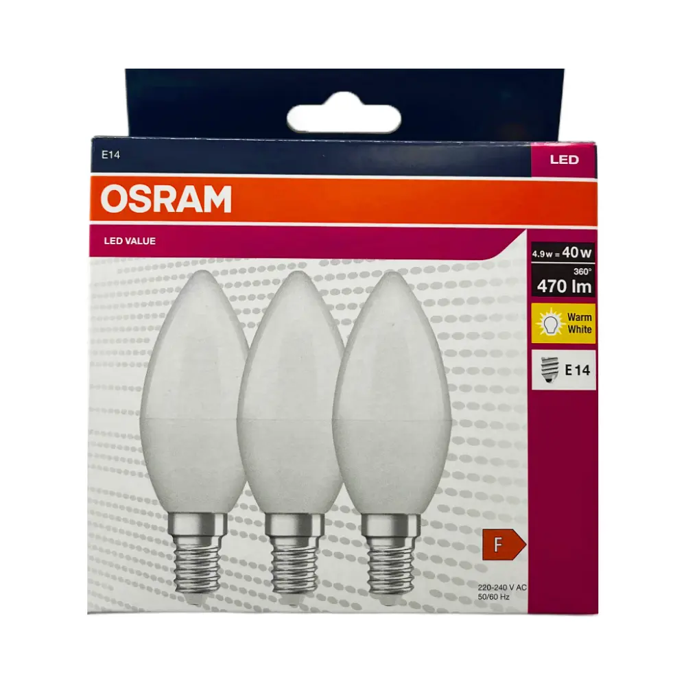 Osram 4,9W CLB40 Led Buji Ampul E14 Duy 2700K (Günışığı) 3'lü Paket - 3