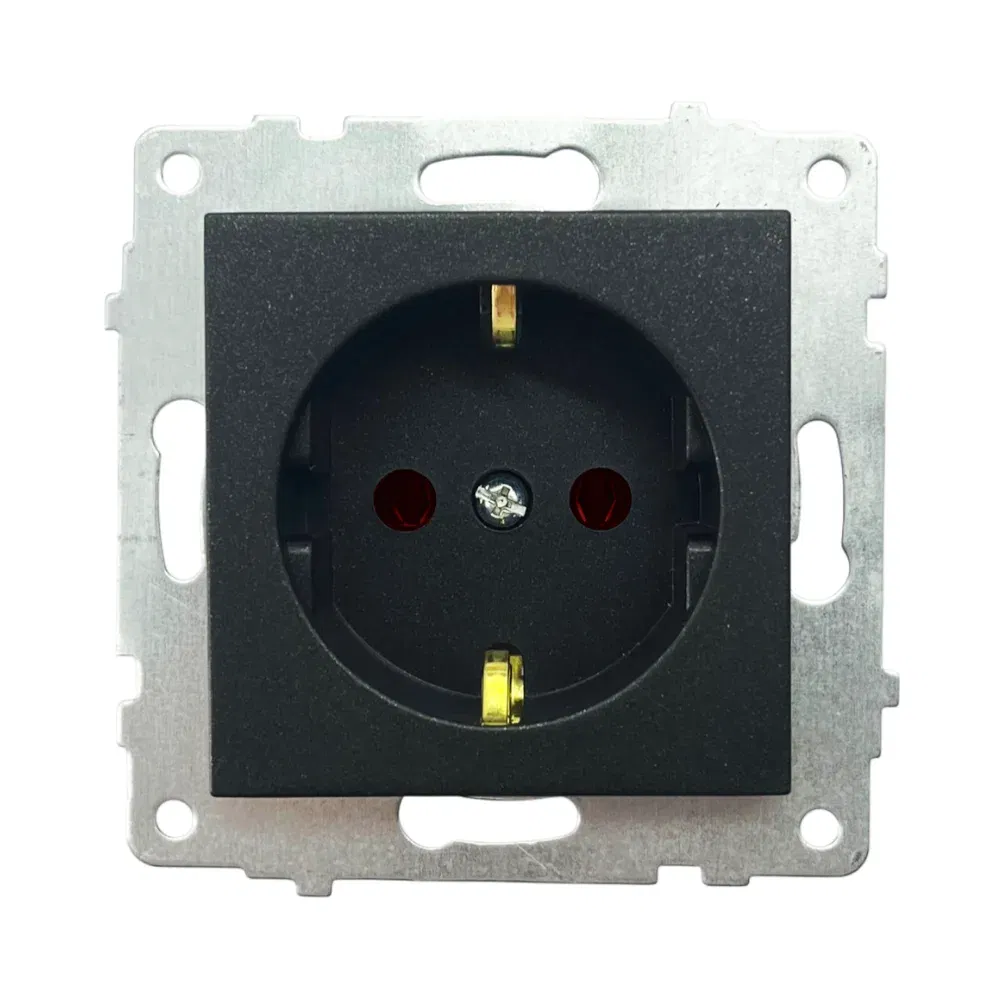 Ovivo Grano Çocuk Korumalı Topraklı Priz Mekanizma Siyah (Çerçeve Hariç) - 1