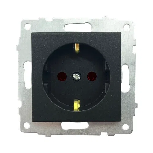 Ovivo Grano Çocuk Korumalı Topraklı Priz Mekanizma Siyah (Çerçeve Hariç) - 1