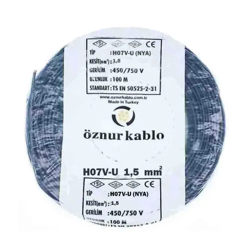 Öznur 1,5 mm NYA Kablo-100m (Siyah) - Öznur