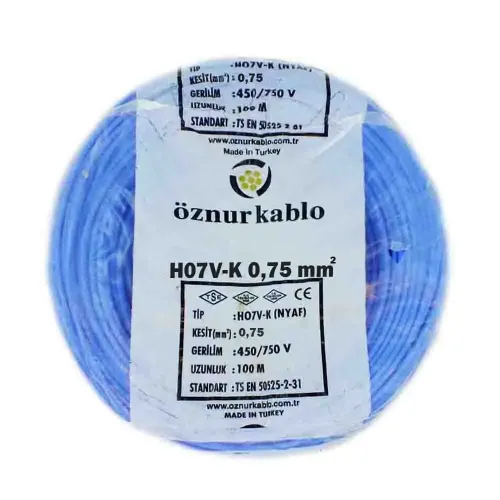 Öznur 1X0,75 mm NYAF Kablo-100m (Mavi) - Öznur
