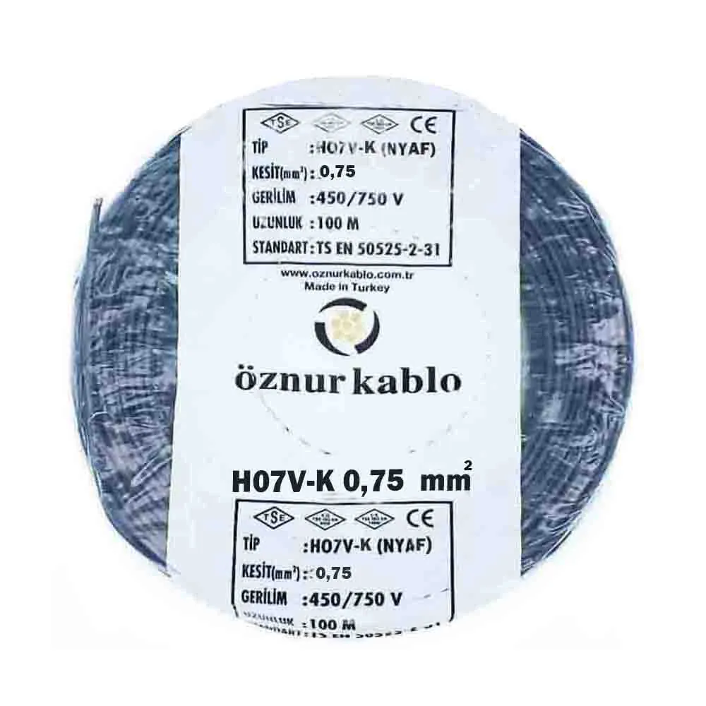 Öznur 1X0,75 mm NYAF Kablo-100m (Siyah) - 1