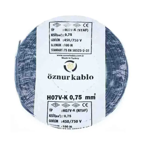 Öznur 1X0,75 mm NYAF Kablo-100m (Siyah) - Öznur