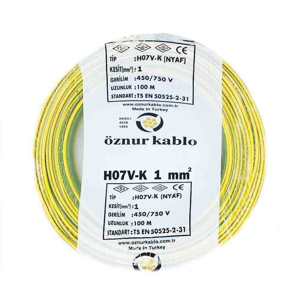 Öznur 1X1 mm NYAF Kablo-100m (Sarı/Yeşil) - 1