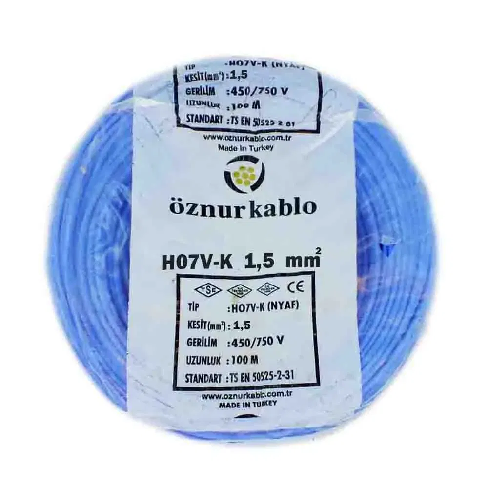 Öznur 1x1,5 mm NYAF Kablo-100m (Mavi) - 1