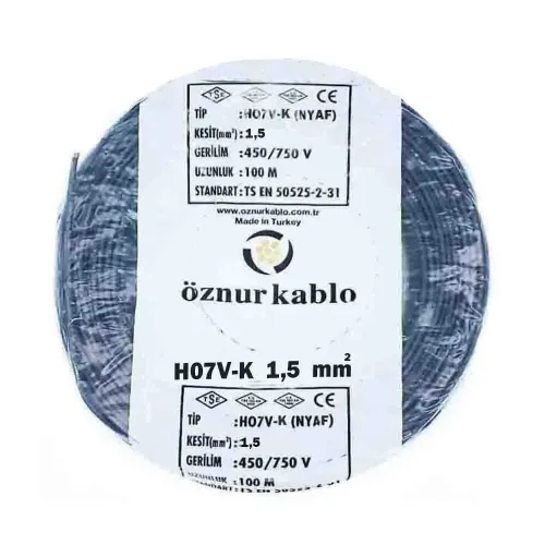 Öznur 1x1,5 mm NYAF Kablo-100m (Siyah) - Öznur