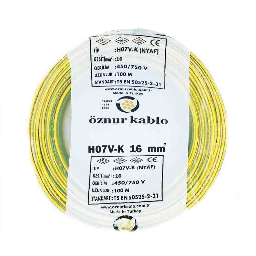 Öznur 1X16 mm NYAF Kablo-100m (Sarı/Yeşil) - 1