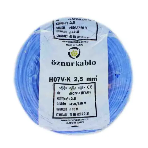 Öznur 1X2,5 mm NYAF Kablo-100m (Mavi) - Öznur