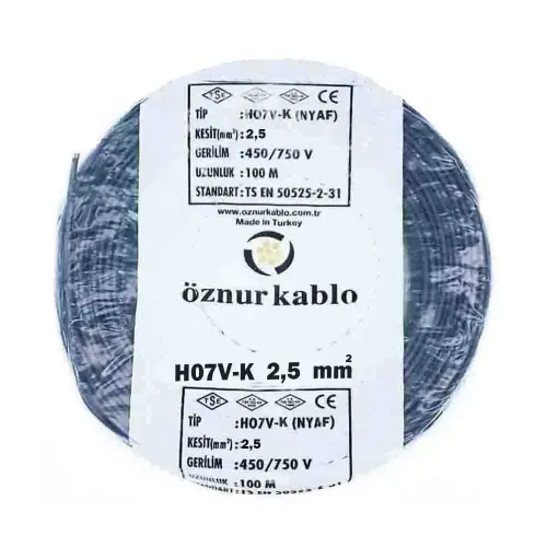 Öznur 1X2,5 mm NYAF Kablo-100m (Siyah) - Öznur