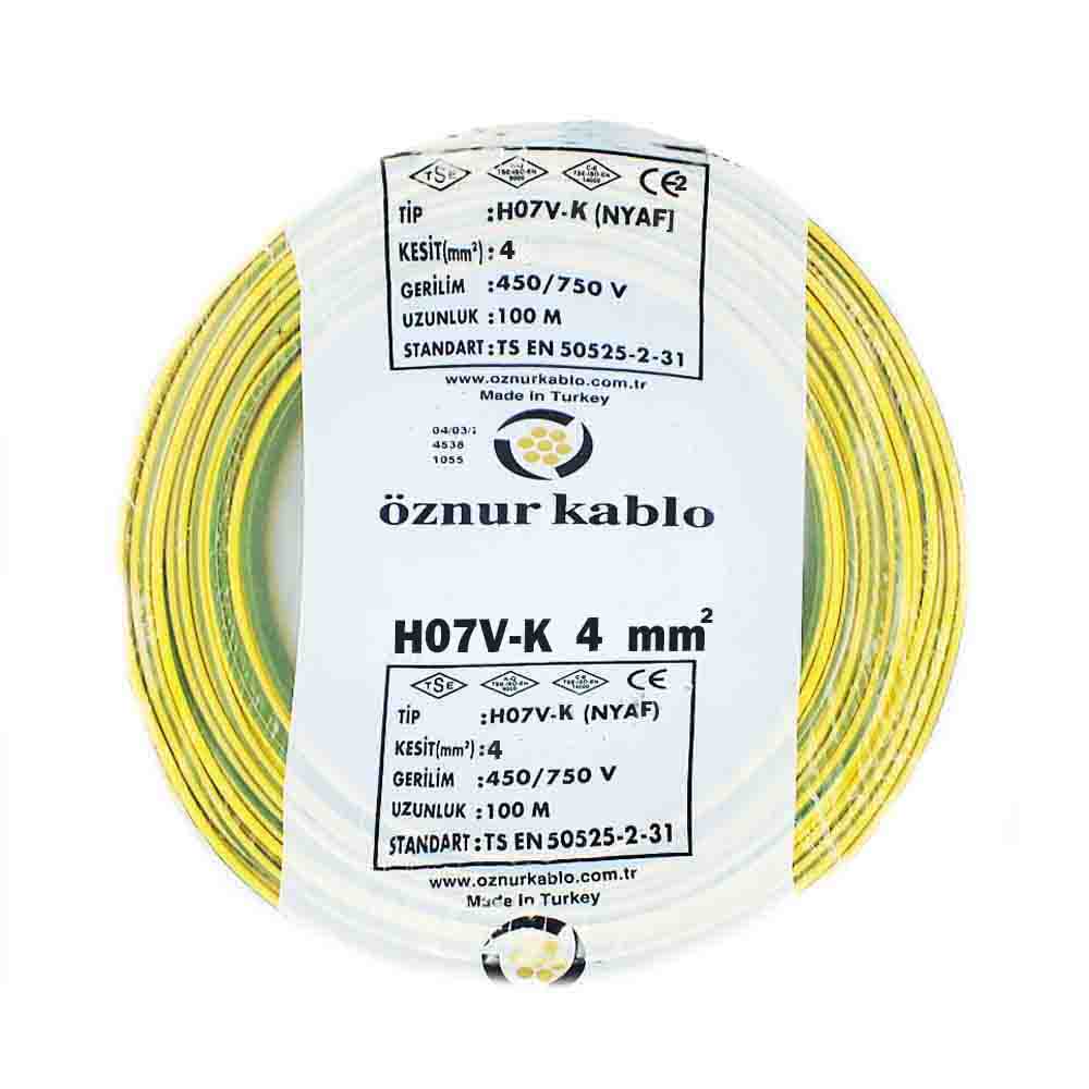 Öznur 1x4 mm NYAF Kablo-100m (Sarı/Yeşil) - 1