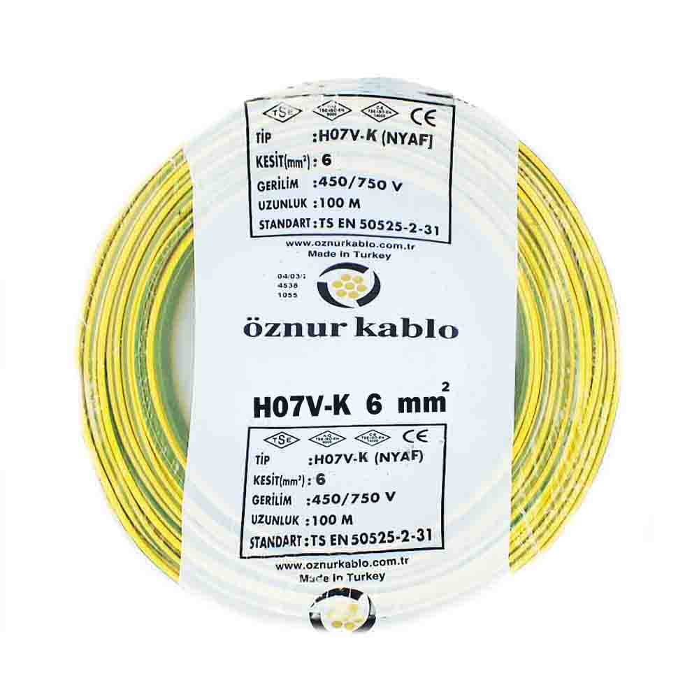 Öznur 1X6 mm NYAF Kablo-100m (Sarı/Yeşil) - 1