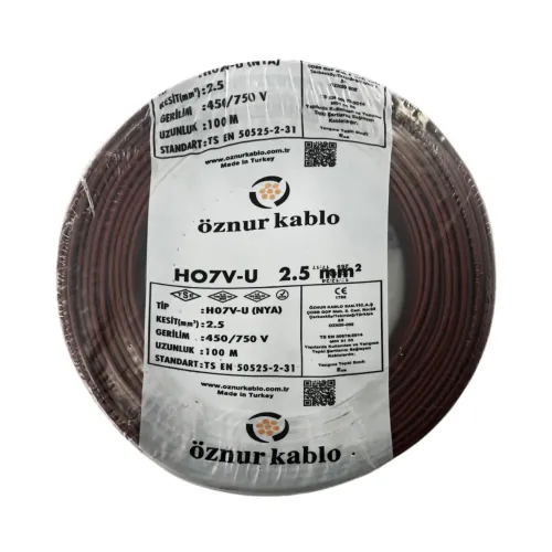 Öznur 2,5 mm NYA Kablo-100m (Kahve) - Öznur