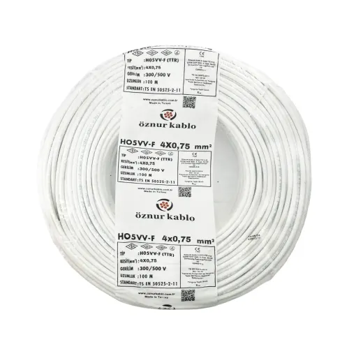 Öznur 4X0,75 mm TTR Kablo-100m (Beyaz) - Öznur