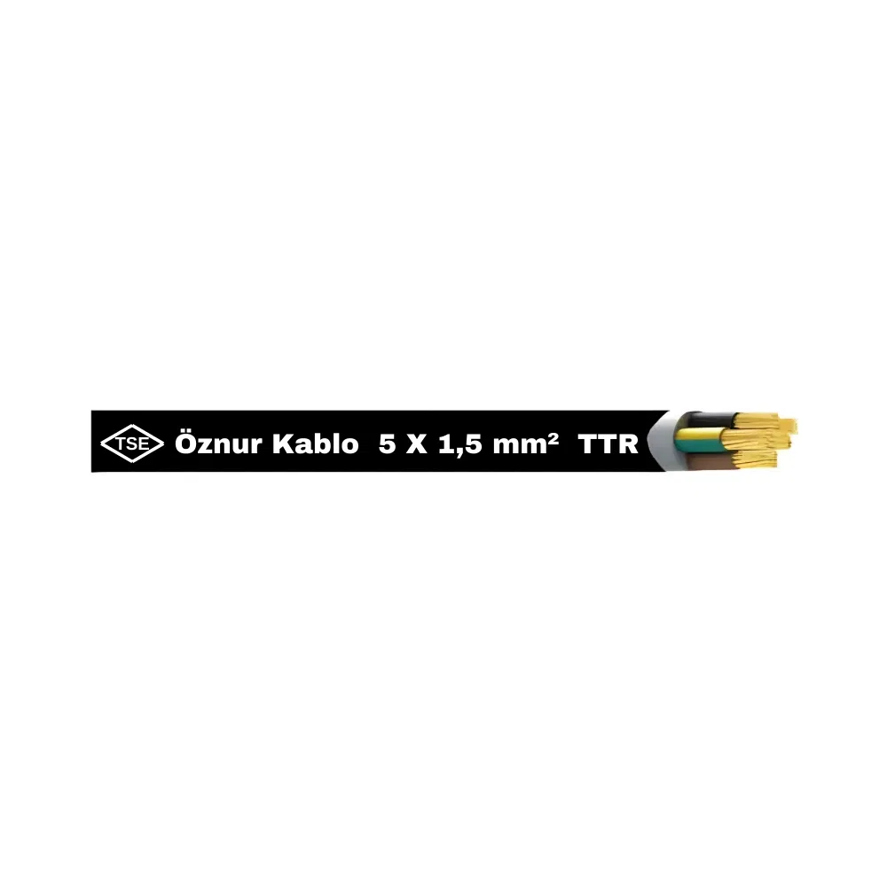 Öznur 5X1,5 mm TTR Kablo-1m (Siyah) - 1