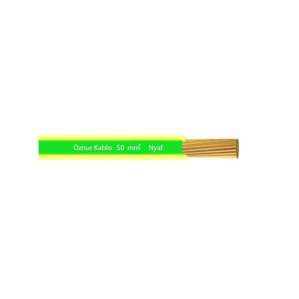 Öznur1x50 mm NYAF Kablo Halogen Free-1m (Sarı/Yeşil) - 1