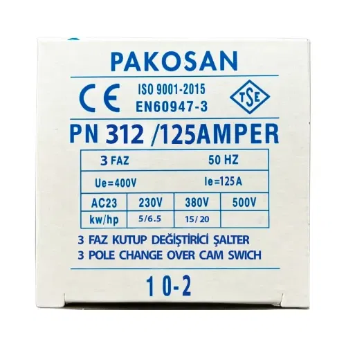 Pakosan 3x125A Trifaze 1-0-2 Kutup Değiştirici Şalter - 5