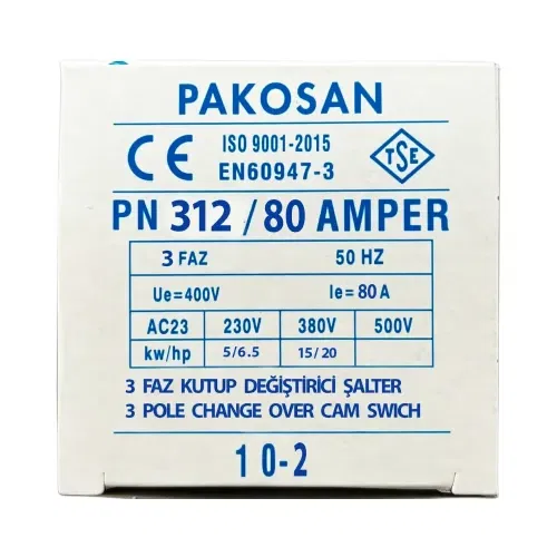 Pakosan 3x80A Trifaze 1-0-2 Kutup Değiştirici Şalter - 5
