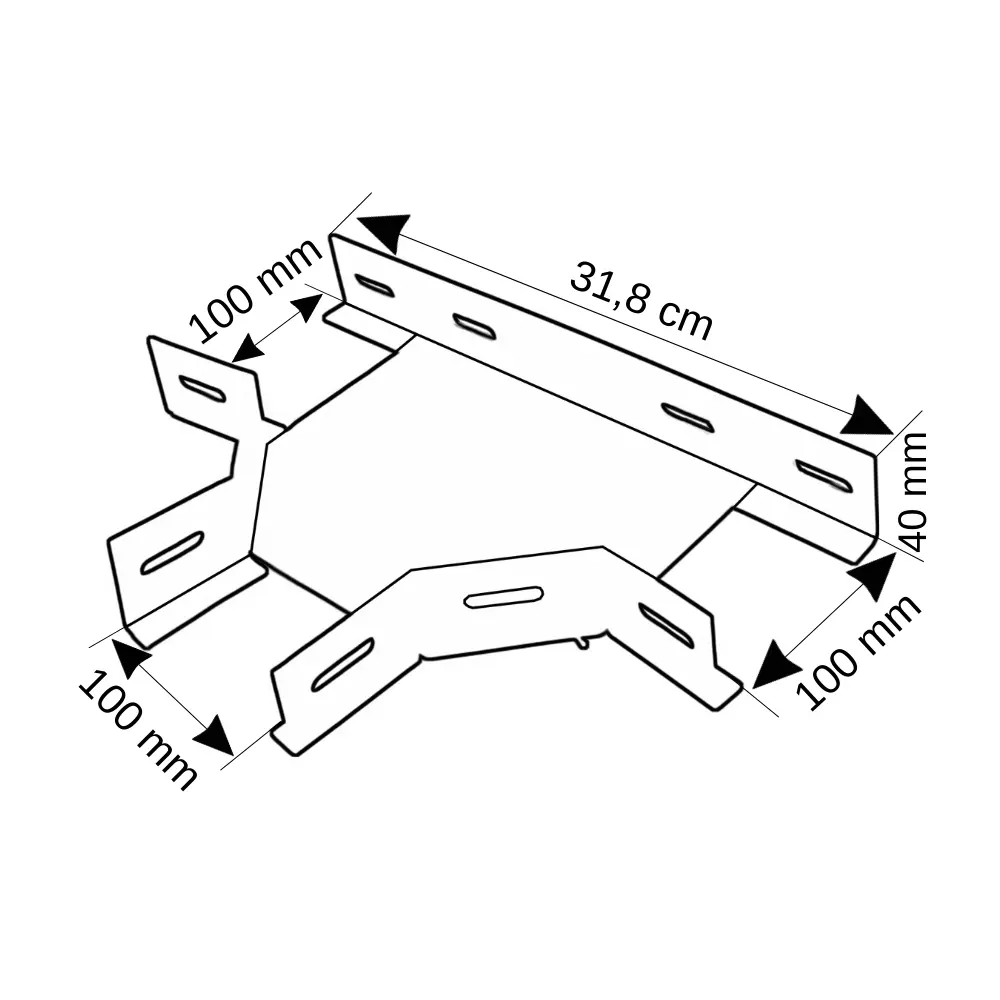 Rdk 10'luk Pregalvaniz 100x40mm Saç Kablo Kanalı için T Dönüş - 2