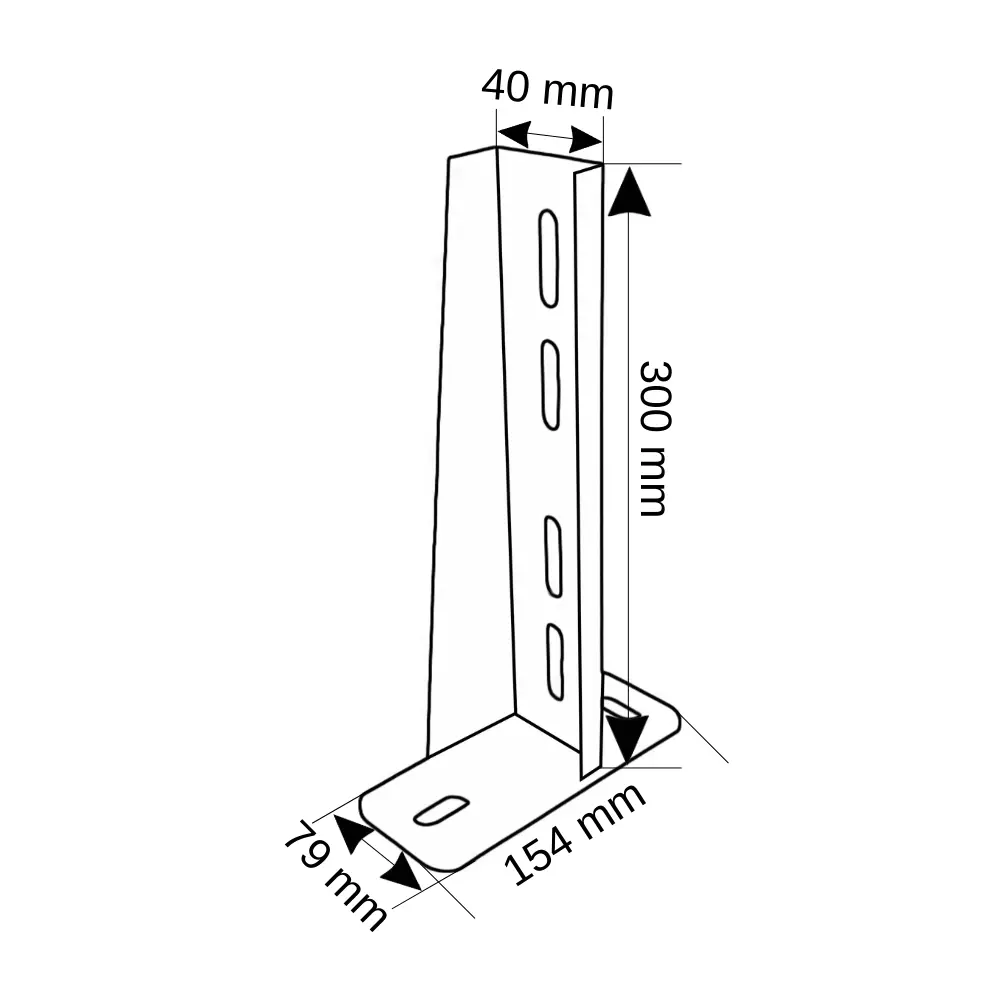 Rdk 30'lik Pregalvaniz 300x40mm Saç Kablo Kanalı için Duvar Konsol - 2